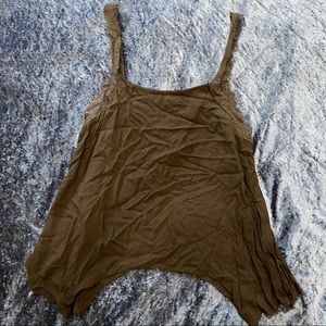 Free People Black Tank with Lace Straps